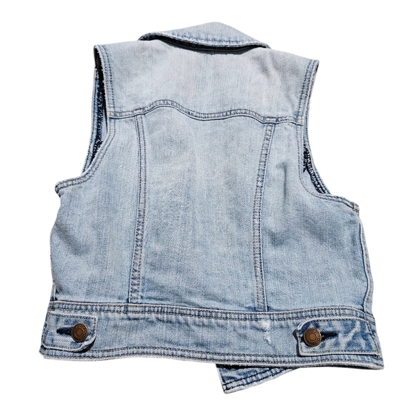 American Eagle Outfitters Denim Jean Jacket Vest Stone Washed Womens XS - Picture 2 of 3